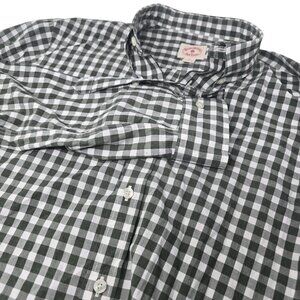Brooks Brothers Red Fleece Button Down Shirt Large Green White Check Long Sleeve